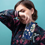 Samsung Galaxy J7 J737 Kawaii Japanese Pink Cherry Blossom Navy Blue Hybrid Protective Phone Case Cover
