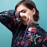 Samsung Galaxy Note 9 Fantasy Skull Red Purple Roses Hybrid Protective Phone Case Cover