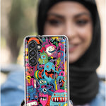 Samsung Galaxy Z Flip 4 Psychedelic Trippy Happy Aliens Characters Hybrid Protective Phone Case Cover