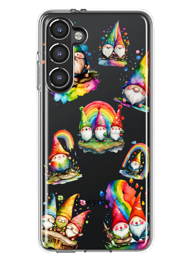 Samsung Galaxy S23 Colorful Neon Glow Rainbow Gnomes Painting Hybrid Protective Phone Case Cover