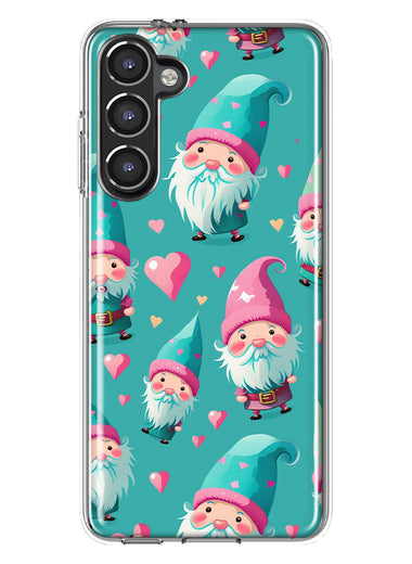 Samsung Galaxy S23 Turquoise Pink Hearts Gnomes Hybrid Protective Phone Case Cover