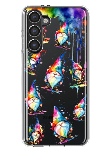 Samsung Galaxy S23 Neon Water Painting Colorful Splash Gnomes Hybrid Protective Phone Case Cover