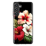 Samsung Galaxy S23 Plus Pink Red Hibiscus Wild Flowers Floral Hybrid Protective Phone Case Cover