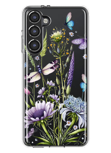 Samsung Galaxy S23 Lavender Dragonfly Butterflies Spring Flowers Hybrid Protective Phone Case Cover