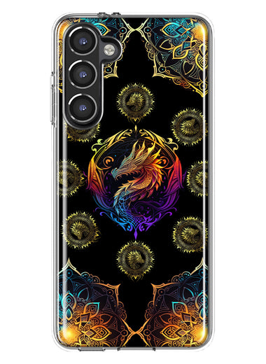 Samsung Galaxy S23 Plus Mandala Geometry Abstract Dragon Pattern Hybrid Protective Phone Case Cover