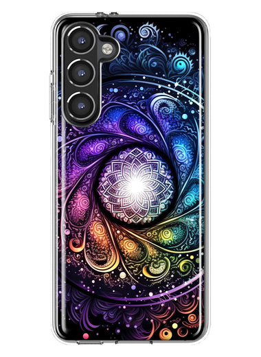 Samsung Galaxy S23 Plus Mandala Geometry Abstract Galaxy Pattern Hybrid Protective Phone Case Cover