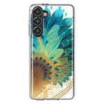 Samsung Galaxy S23 Plus Mandala Geometry Abstract Peacock Feather Pattern Hybrid Protective Phone Case Cover