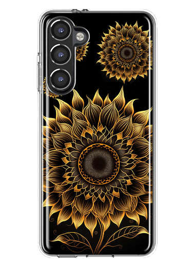 Samsung Galaxy S23 Plus Mandala Geometry Abstract Sunflowers Pattern Hybrid Protective Phone Case Cover