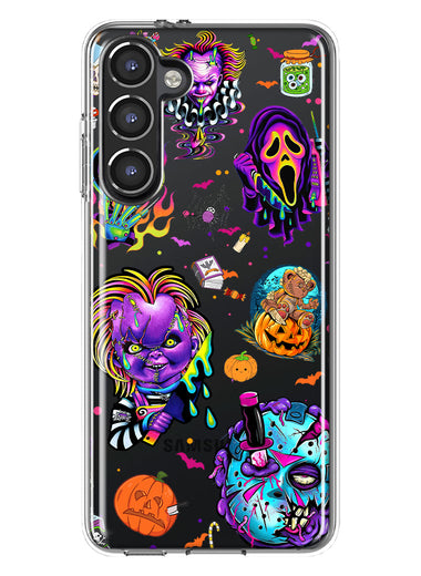 Samsung Galaxy S23 Cute Halloween Spooky Horror Scary Neon Characters Hybrid Protective Phone Case Cover