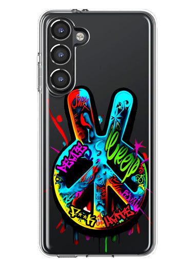 Samsung Galaxy S23 Plus Peace Graffiti Painting Art Hybrid Protective Phone Case Cover