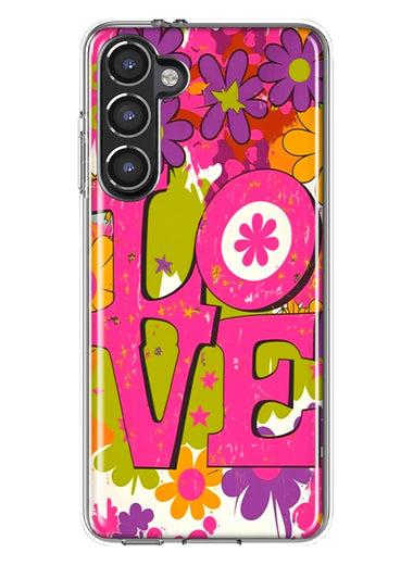 Samsung Galaxy S23 Plus Pink Daisy Love Graffiti Painting Art Hybrid Protective Phone Case Cover