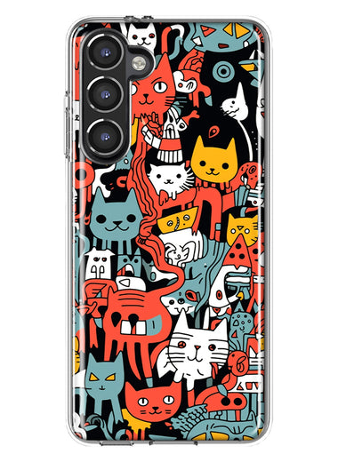 Samsung Galaxy S23 Plus Psychedelic Cute Cats Friends Pop Art Hybrid Protective Phone Case Cover