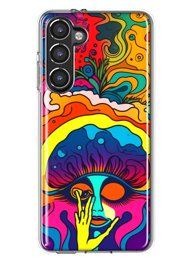 Samsung Galaxy S23 Neon Rainbow Psychedelic Trippy Hippie Big Brain Hybrid Protective Phone Case Cover