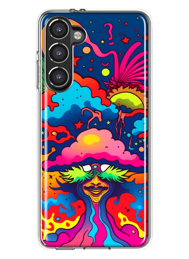 Samsung Galaxy S23 Neon Rainbow Psychedelic Trippy Hippie Bomb Star Dream Hybrid Protective Phone Case Cover