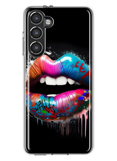 Samsung Galaxy S23 Plus Colorful Lip Graffiti Painting Art Hybrid Protective Phone Case Cover