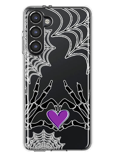 Samsung Galaxy S23 Halloween Skeleton Heart Hands Spooky Spider Web Hybrid Protective Phone Case Cover