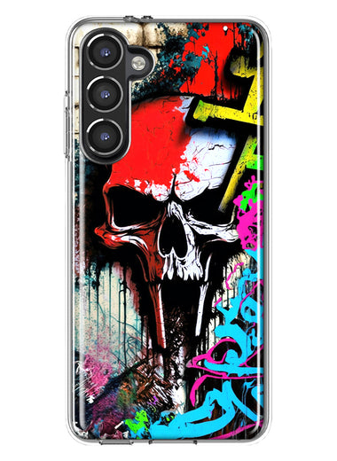 Samsung Galaxy S23 Skull Face Graffiti Painting Art Hybrid Protective Phone Case Cover