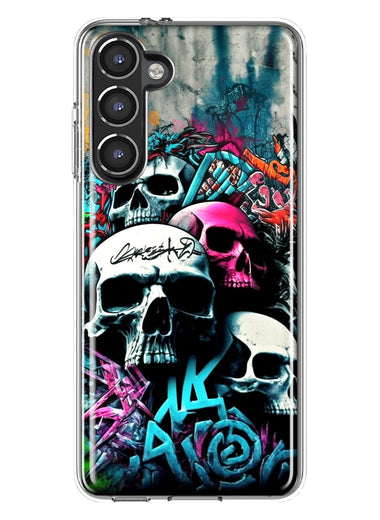 Samsung Galaxy S23 Plus Skulls Graffiti Painting Art Hybrid Protective Phone Case Cover