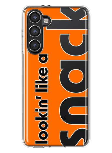 Samsung Galaxy S23 Orange Clear Funny Text Quote Snack Hybrid Protective Phone Case Cover