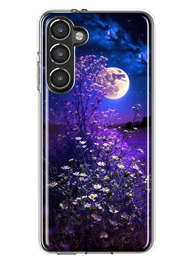 Samsung Galaxy S23 Spring Moon Night Lavender Flowers Floral Hybrid Protective Phone Case Cover
