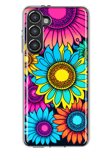 Samsung Galaxy S23 Plus Vintage Colorful Abstract Sunflowers Floral Double Layer Phone Case Cover