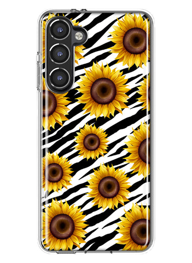 Samsung Galaxy S23 Plus White Zebra Sunflowers Polkadots Double Layer Phone Case Cover