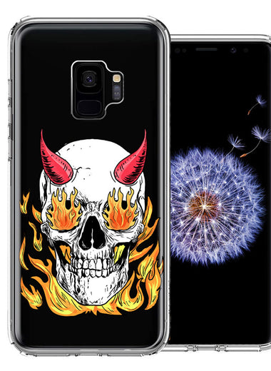 Samsung Galaxy S9 Flamming Devil Skull Design Double Layer Phone Case Cover