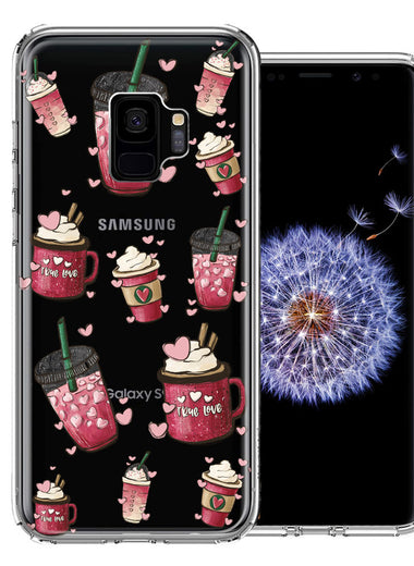Samsung Galaxy S9 Coffee Lover Valentine's Hearts Pink Drink Latte Double Layer Phone Case Cover