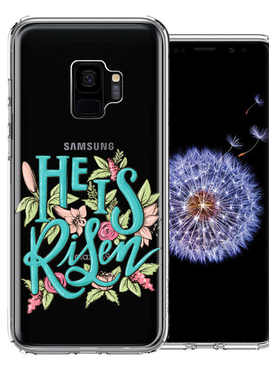 Samsung Galaxy S9 He Is Risen Text Easter Jesus Christian Flowers Double Layer Phone Case Cover