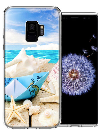 Samsung Galaxy S9 Beach Paper Boat Design Double Layer Phone Case Cover
