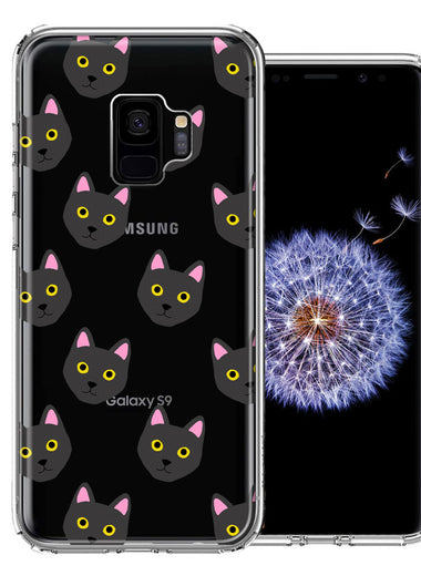 Samsung Galaxy S9 Black Cat Polkadots Design Double Layer Phone Case Cover
