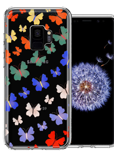 Samsung Galaxy S9 Colorful Butterflies Design Double Layer Phone Case Cover