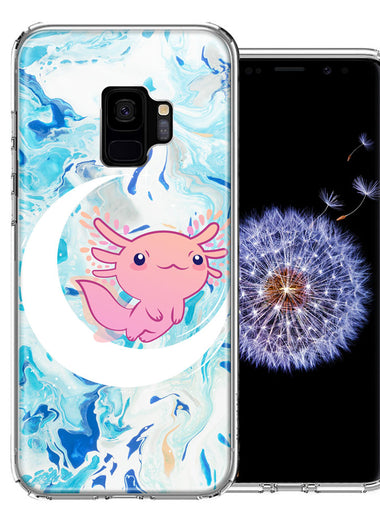 Samsung Galaxy S9 Pink Axolotl Moon Mable Design Double Layer Phone Case Cover
