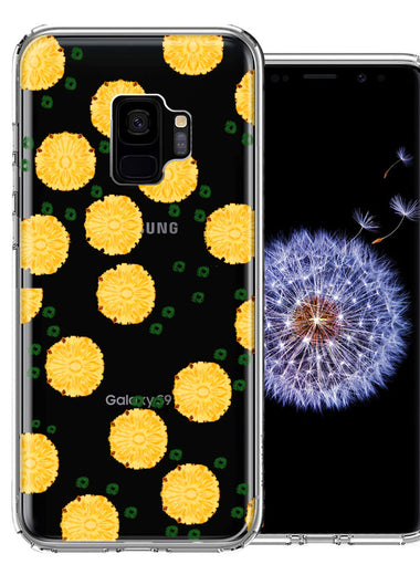 Samsung Galaxy S9 Tropical Pineapples Polkadots Design Double Layer Phone Case Cover