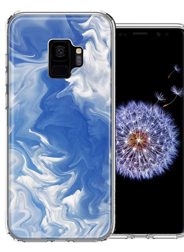 Samsung Galaxy S9 Sky Blue Swirl Design Double Layer Phone Case Cover