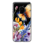 Samsung Galaxy S9 Spring Summer Flowers Butterfly Purple Blue Lilac Floral Hybrid Protective Phone Case Cover