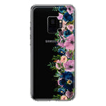 Samsung Galaxy S9 Navy Blue Summer Watercolor Floral Classic Purple Flowers Hybrid Protective Phone Case Cover