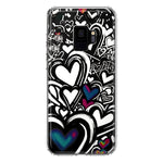 Samsung Galaxy S9 Black White Hearts Love Graffiti Hybrid Protective Phone Case Cover