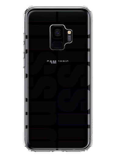 Samsung Galaxy S9 Black Clear Funny Text Quote Bussin Hybrid Protective Phone Case Cover