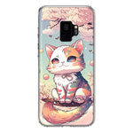 Samsung Galaxy S9 Kawaii Manga Pink Cherry Blossom Cute Cat Hybrid Protective Phone Case Cover
