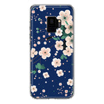 Samsung Galaxy S9 Kawaii Japanese Pink Cherry Blossom Navy Blue Hybrid Protective Phone Case Cover