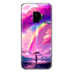 Samsung Galaxy S9 Kawaii Manga Pink Cherry Blossom Japanese Rainbow Girl Hybrid Protective Phone Case Cover