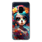 Samsung Galaxy S9 Halloween Spooky Colorful Day of the Dead Skull Girl Hybrid Protective Phone Case Cover
