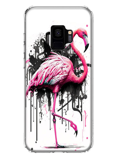 Samsung Galaxy S9 Pink Flamingo Painting Graffiti Hybrid Protective Phone Case Cover