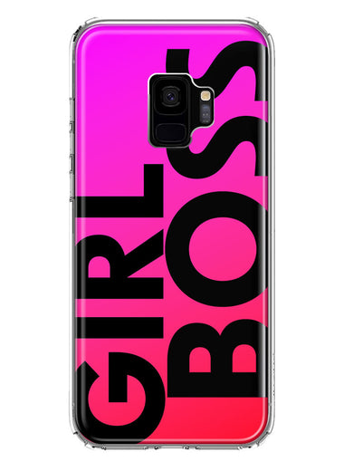 Samsung Galaxy S9 Pink Clear Funny Text Quote Girl Boss Hybrid Protective Phone Case Cover