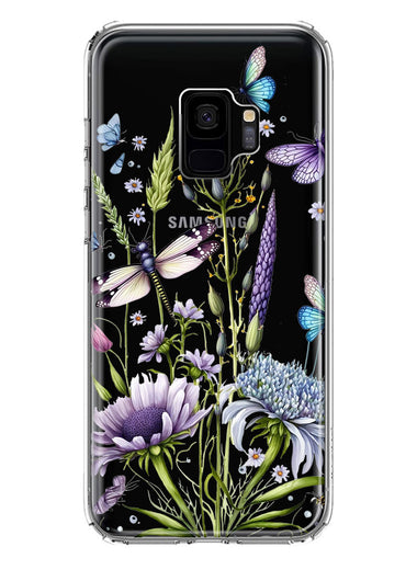 Samsung Galaxy S9 Lavender Dragonfly Butterflies Spring Flowers Hybrid Protective Phone Case Cover
