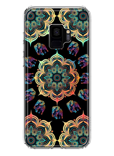 Samsung Galaxy S9 Mandala Geometry Abstract Elephant Pattern Hybrid Protective Phone Case Cover