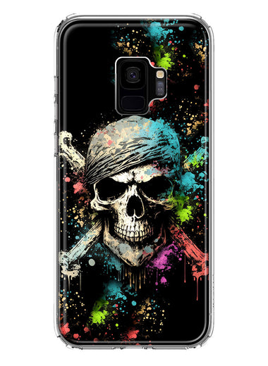 Samsung Galaxy S9 Fantasy Paint Splash Pirate Skull Hybrid Protective Phone Case Cover