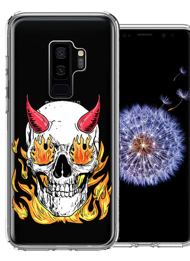 Samsung Galaxy S9 Plus Flamming Devil Skull Design Double Layer Phone Case Cover
