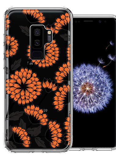 Samsung Galaxy S9 Plus Orange Chrysanthemum Flowers Design Double Layer Phone Case Cover